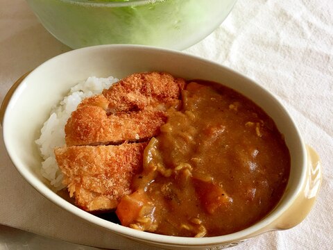 印度カレールウで♪ポークカレーのチキンカツカレー♡